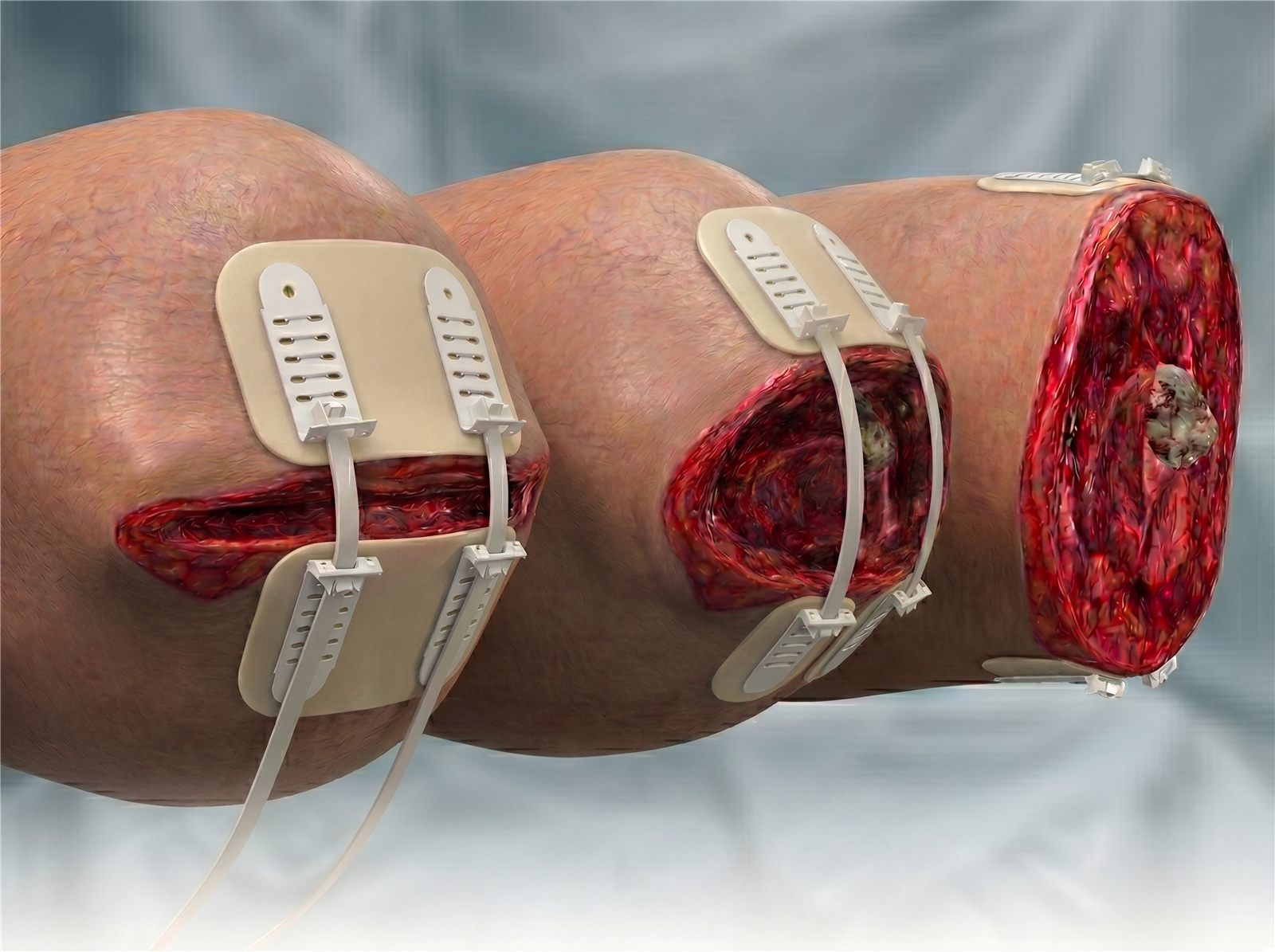 TopClosure® Tension Relief System applied to complex wounds